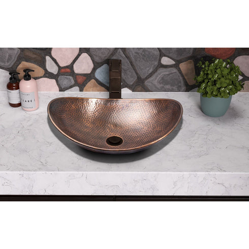 Pure Copper Hand Hammered 19 inch Harbor Bathroom Vessel Sink